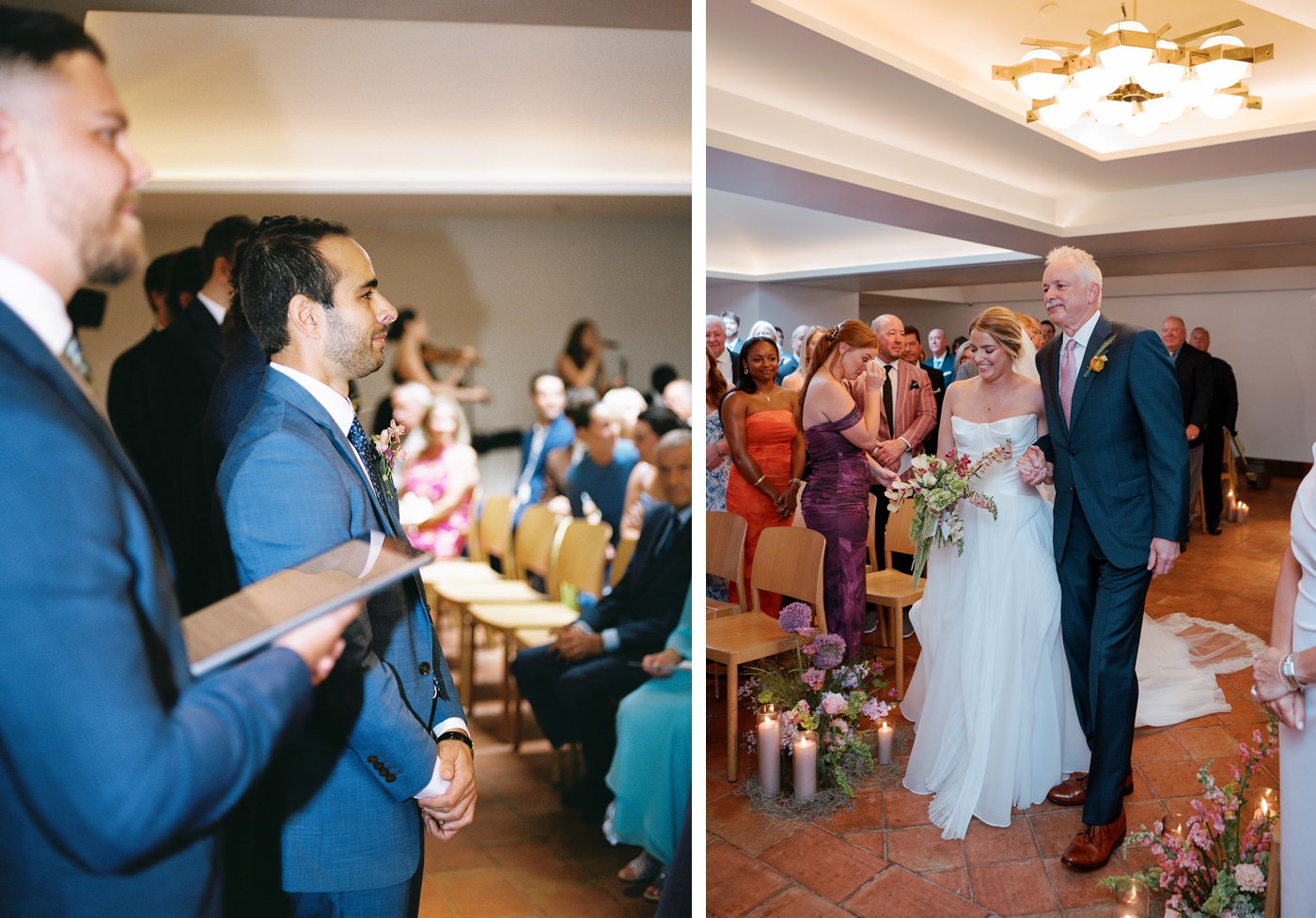 A bride walking down the aisle with her father