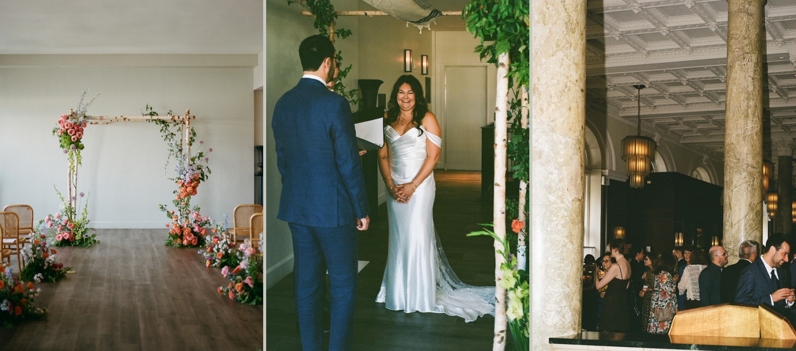 A Jewish wedding ceremony beneath a birch Chuppah
