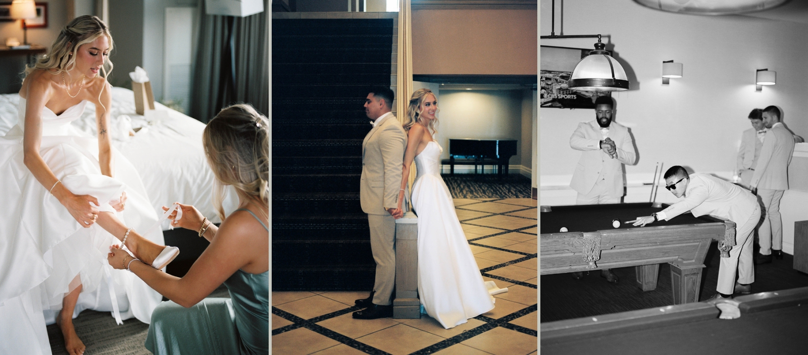 A bride and groom share a first touch before their wedding ceremony at a hotel wedding venue in DC