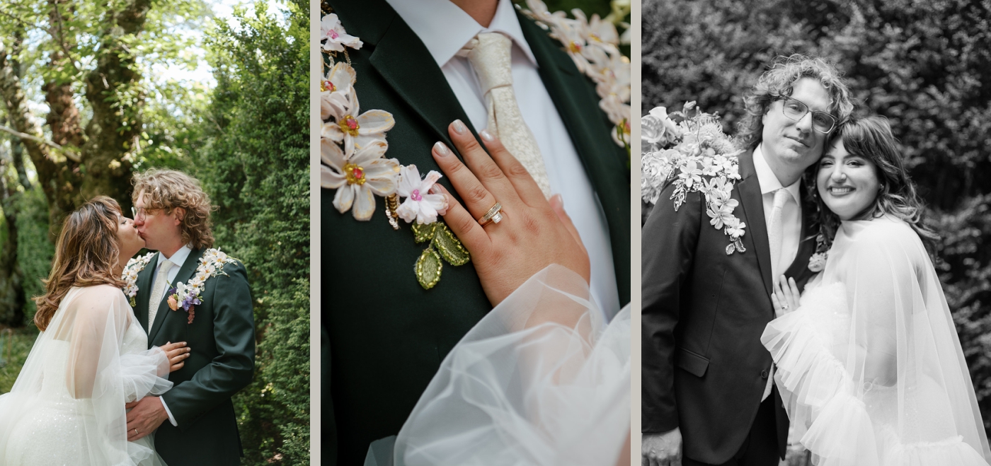 Bride and groom portraits around the grounds at Little Oatlands