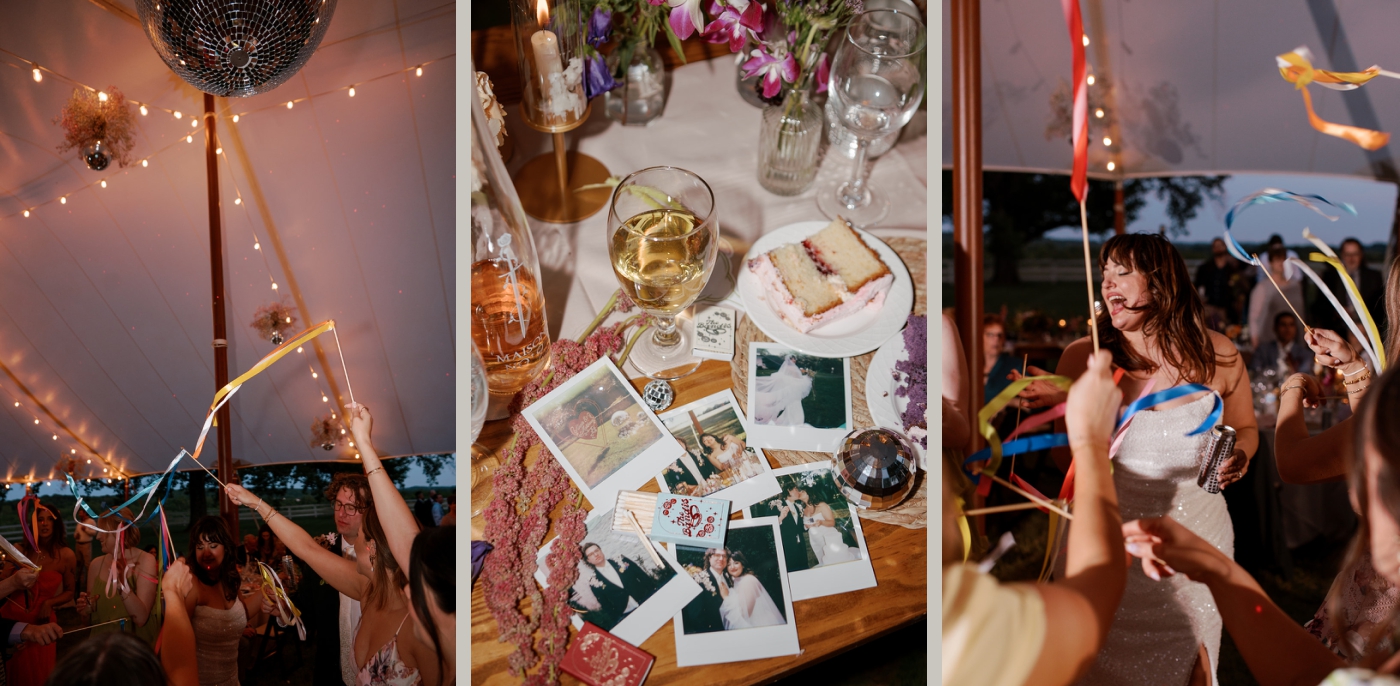Late-night photos at a wedding reception at Little Oatlands