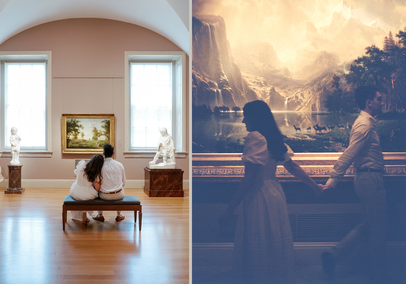 Art museum engagement photos in Washington DC 