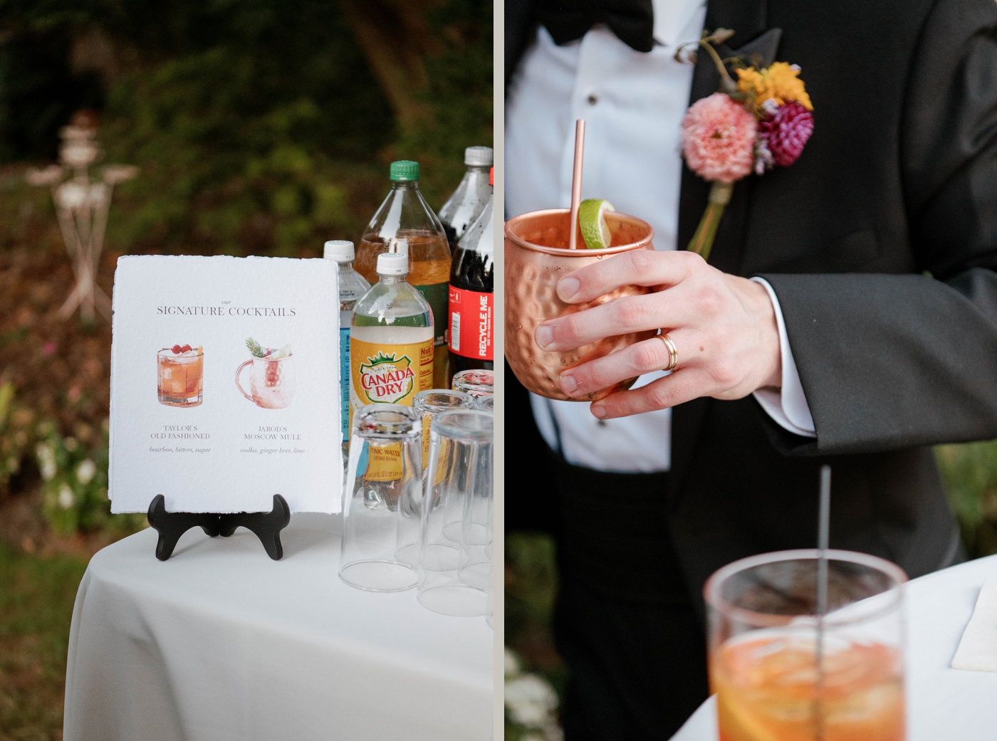 Guests enjoying custom cocktails at a wedding at Gramercy Mansion